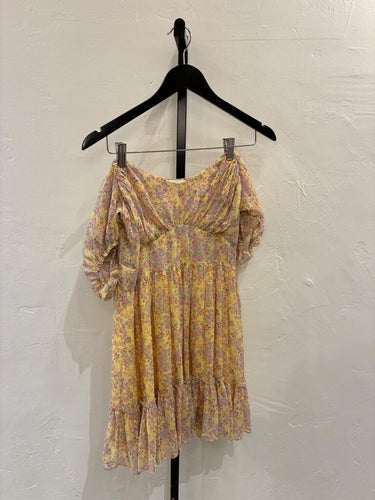 LoveShackFancy Floral Puff Sleeve Mini Dress sz 4