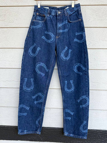 Zara Horseshoe Print Straight Leg Jeans sz 4