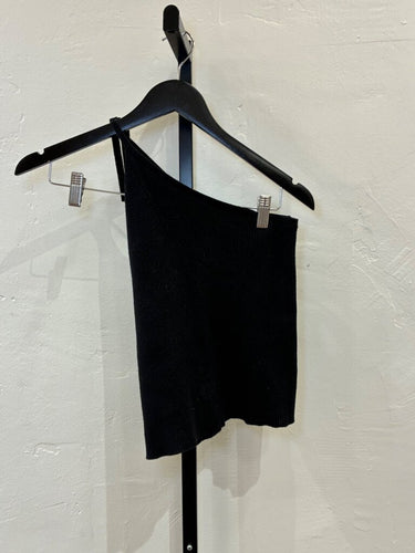 ba&sh Black Ribbed One-Shoulder Top sz 1