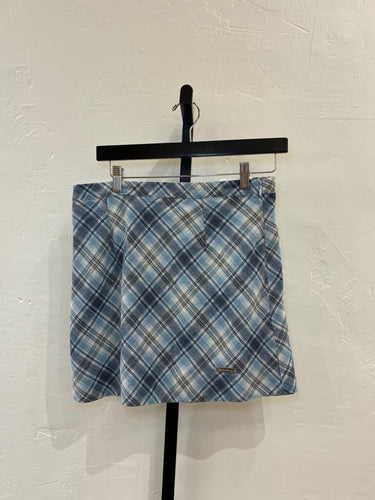 House of Sunny Blue Plaid Mini Skirt sz US 6
