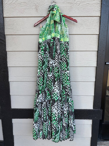 Diane von Furstenberg Drew Halter Maxi Dress in Six Sister Camo/Python sz XL
