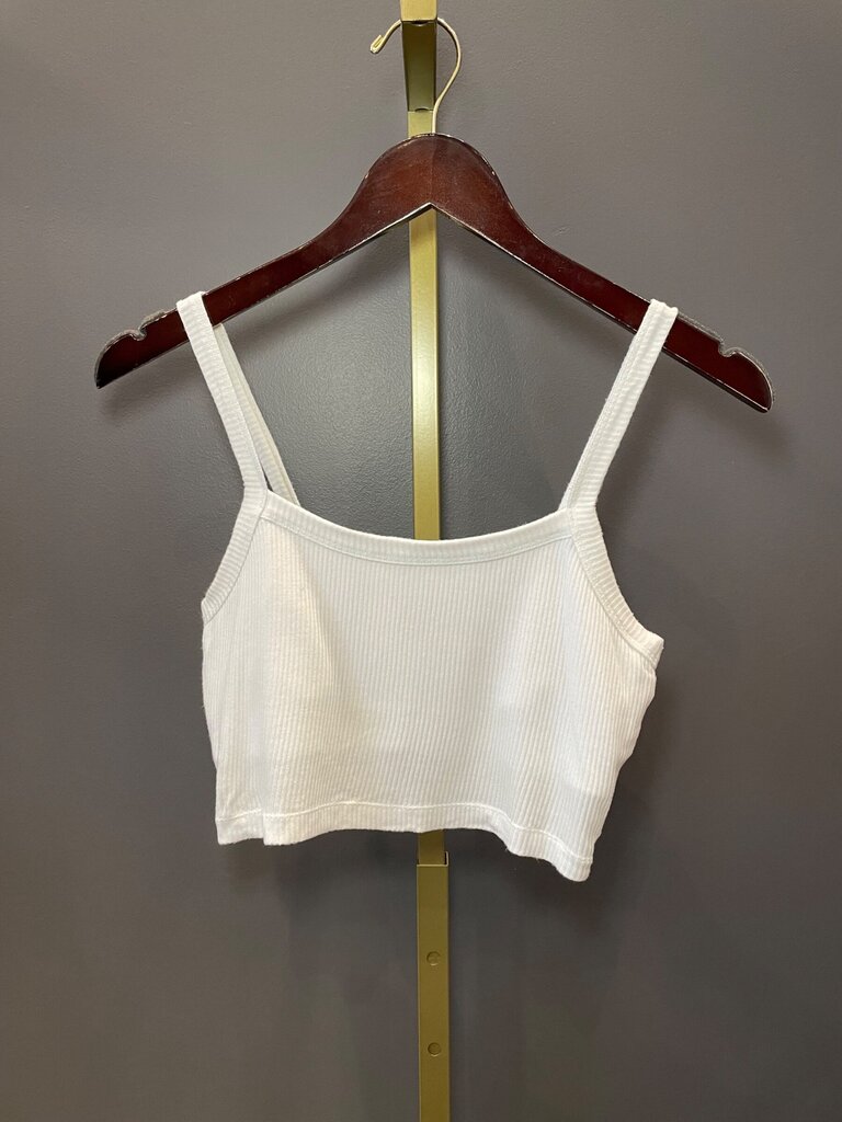 Alo Yoga White Ribbed Cropped Tank Top sz M