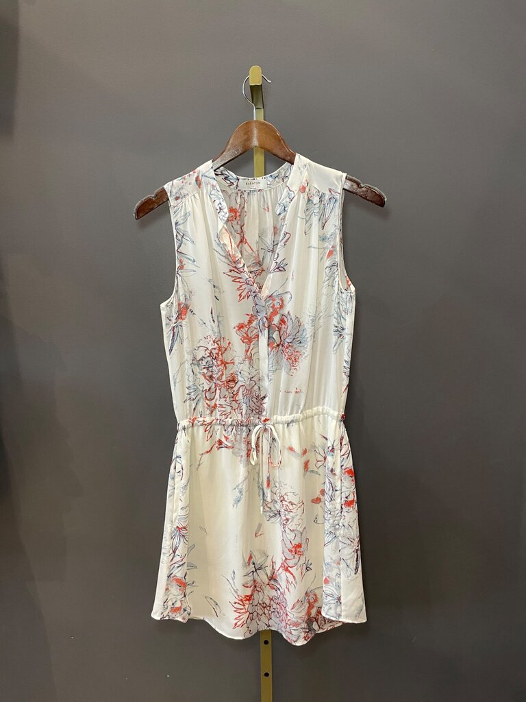 Babaton Floral Sleeveless Drawstring Mini Dress sz S