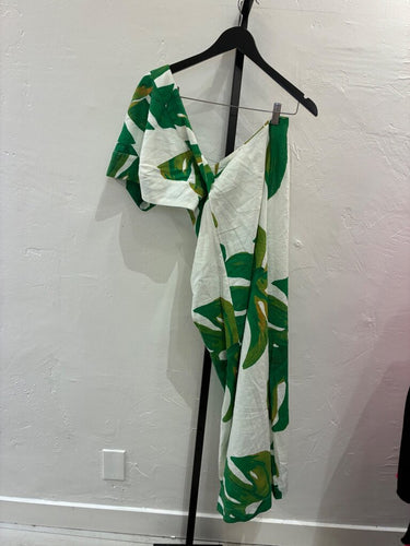 Farm Rio Tropical Leaf One-Shoulder Dress sz S