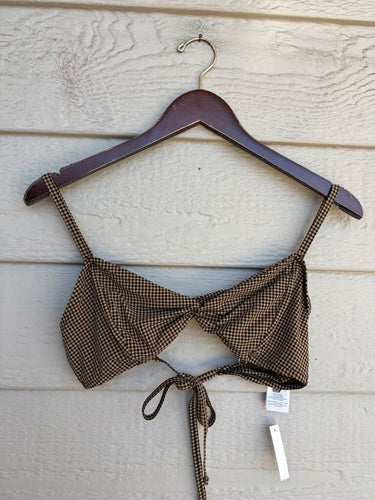 Madewell Gingham Twist-Front Bikini Top sz M