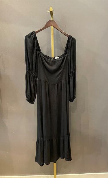 Reformation Black Long Sleeve Smocked Midi Dress sz 6