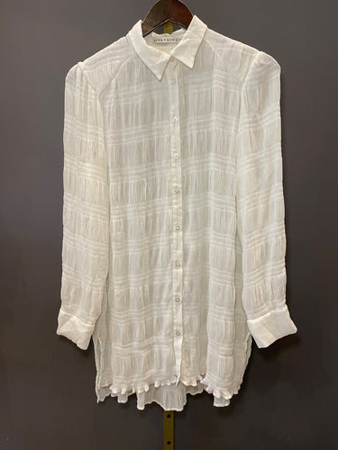 Alice + Olivia Crinkled Button-Down Long Sleeve Blouse sz M