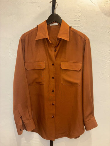 The Row Silk Long Sleeve Pocket Shirt sz M