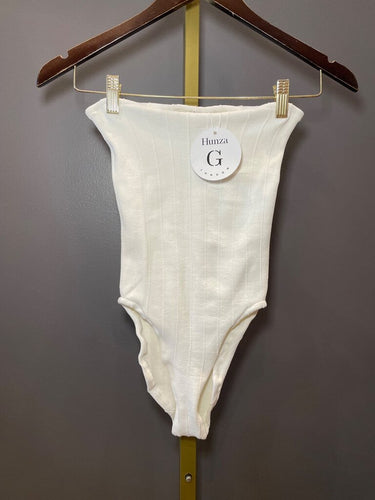 Hunza G White Crinkle Strapless One-Piece Swimsuit sz One size
