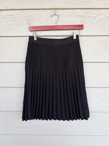 Halogen Black Pleated Knit Midi Skirt sz XS