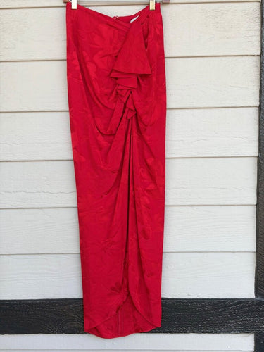 Silvia Tcherassi Red Floral Jacquard Draped Maxi Skirt sz XS
