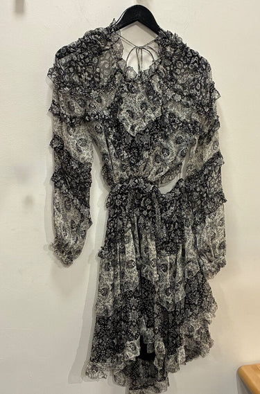 Zimmermann Ruffled Floral Open Back Mini Dress sz 1