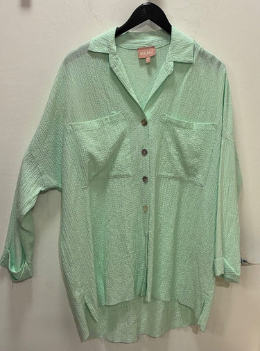 Show Me Your Mumu Crinkle Gauze Button-Down Shirt sz XS