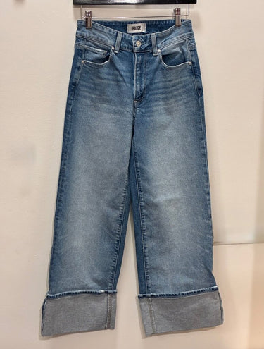 Paige Anessa High-Rise Wide Leg Cuffed Jeans sz 25