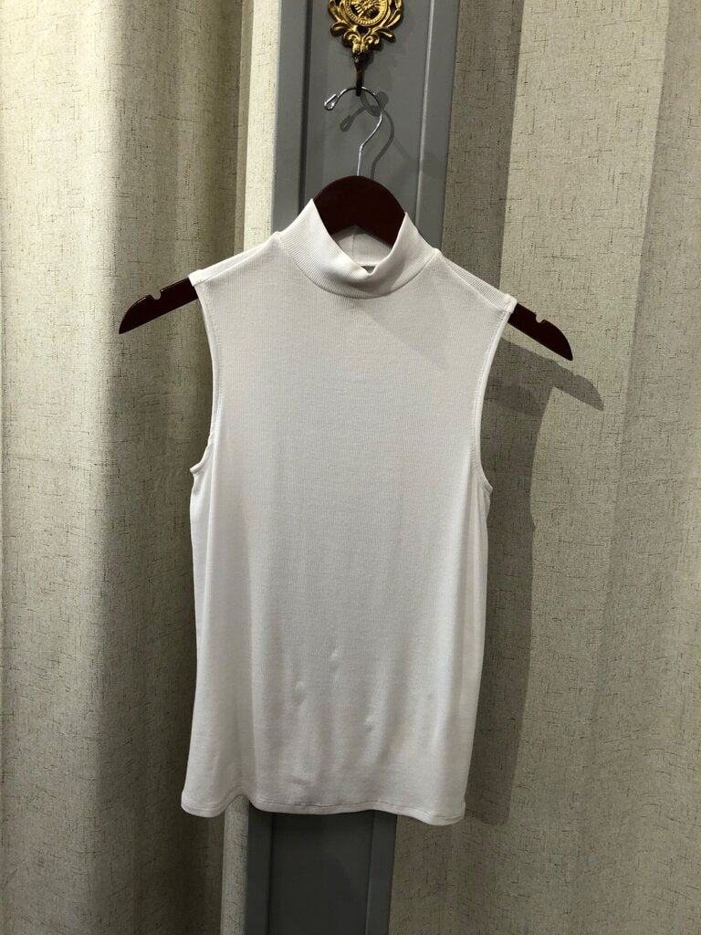 AG Adriano Goldschmied Ribbed Mock Neck Sleeveless Top sz XS