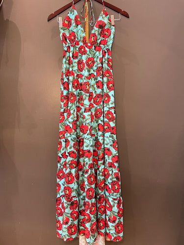 Alice + Olivia Floral Halter Tiered Maxi Dress sz 2