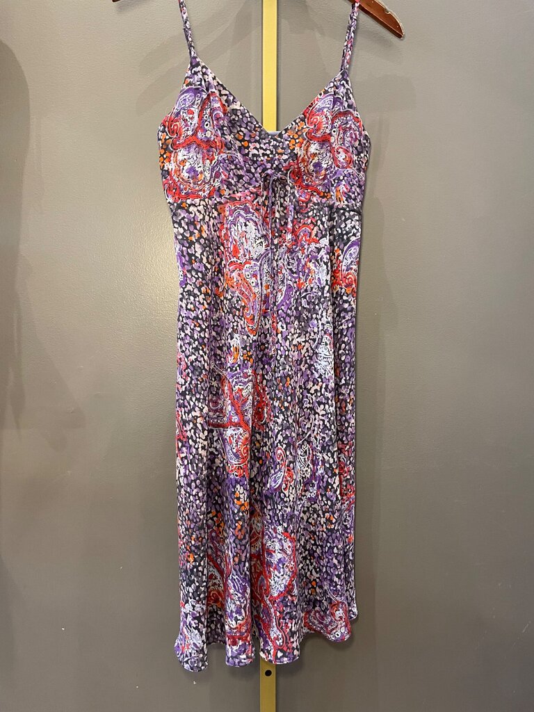 Mexx Purple Abstract Paisley Print Spaghetti Strap Midi Dress sz 34