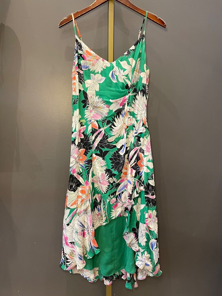 Parker Green Floral High-Low Midi Dress sz 6