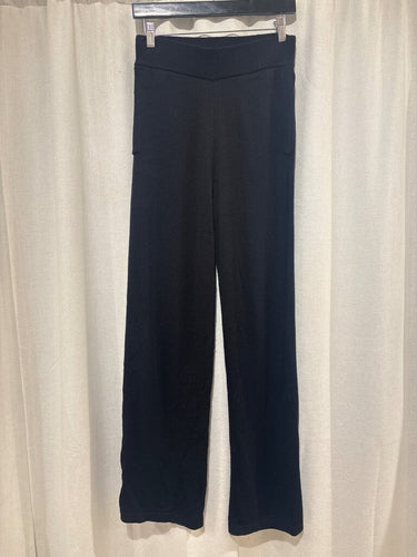 Ramy Brook Black Wool Cashmere Blend Knit Wide Leg Pants sz XXS