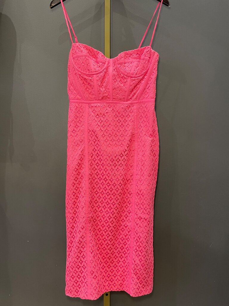 Bardot Pink Lace Bustier Midi Dress sz M