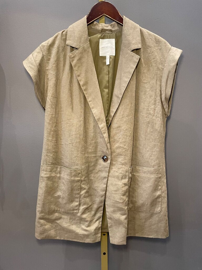 Avec Les Filles Single-Button Vest sz S