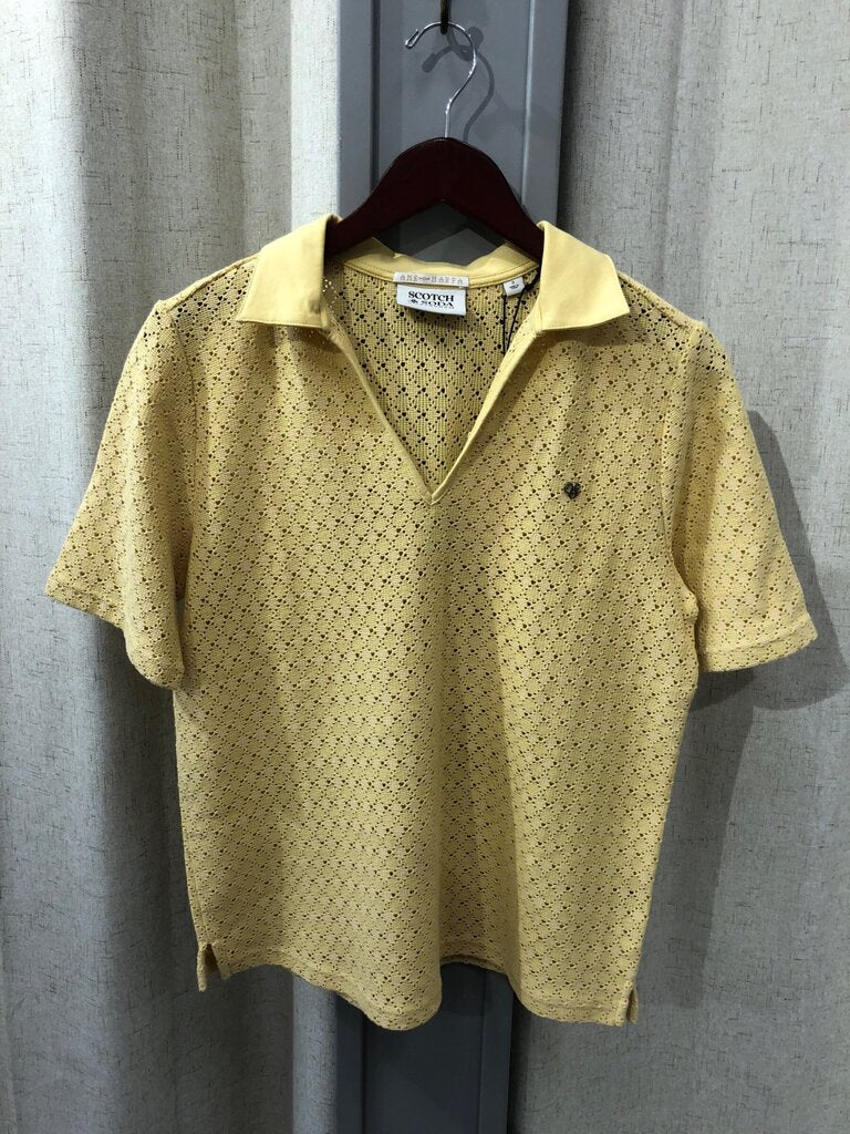 Scotch & Soda Crochet Short Sleeve Polo Shirt sz S