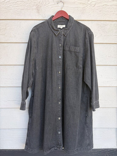 Madewell Faded Black Denim Shirt Dress sz 2X