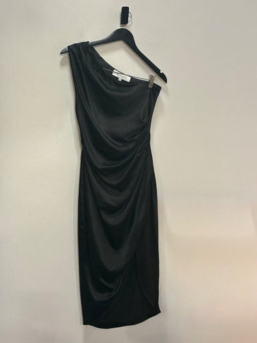 Elliatt Black One-Shoulder Draped Midi Dress sz S