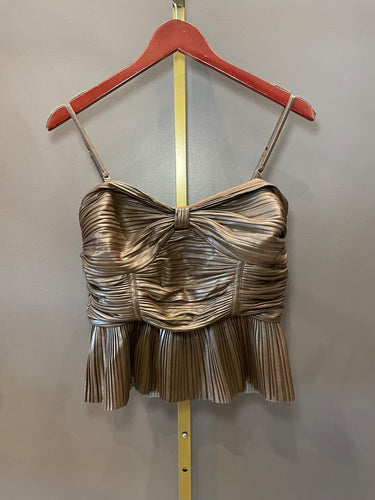 Rotate Sierra Pleated Metallic Bustier Top sz S