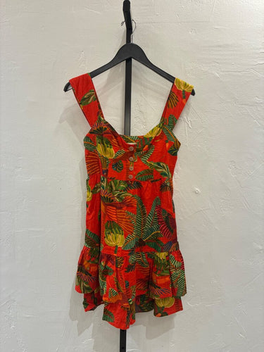 Farm Rio Tropical Print Tiered Mini Dress sz XS