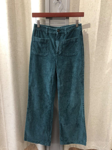 Faherty Teal Corduroy Wide-Leg Utility Pants sz 26