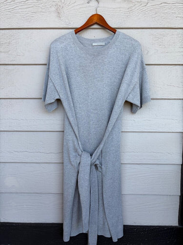 Vince Grey Tie-Front Short Sleeve Knit Dress sz L