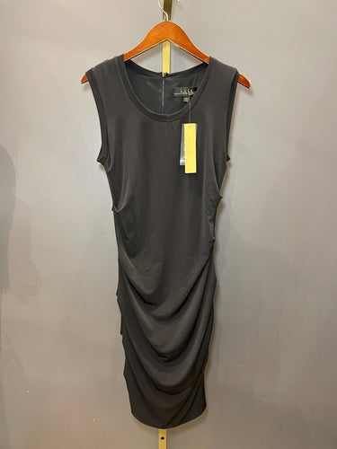 Nicole Miller Black Ruched Sleeveless Dress sz L