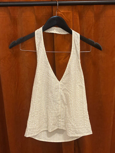 More To Come Striped Seersucker Halter Top sz XS