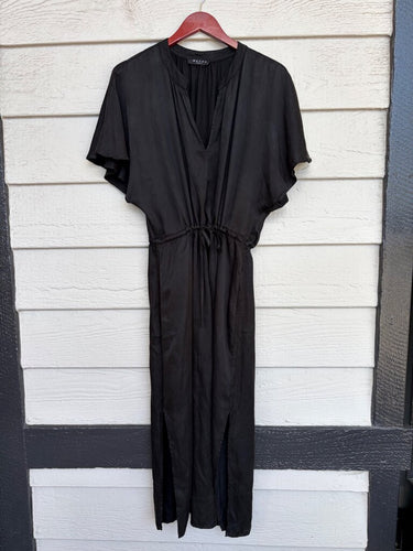 Maven West Drawstring V-Neck Midi Dress sz M