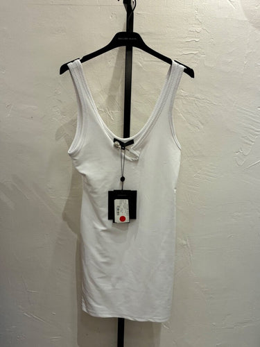 Philipp Plein White Ribbed Knit Sleeveless Short Dress sz M