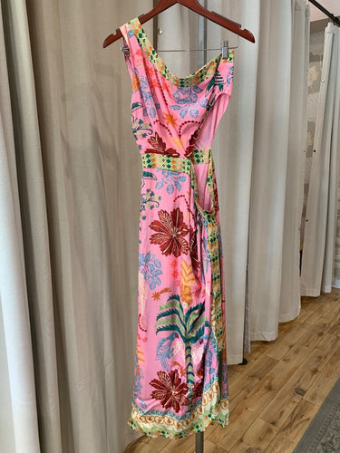 Farm Rio Pink Tropical Print Sleeveless Maxi Dress sz M