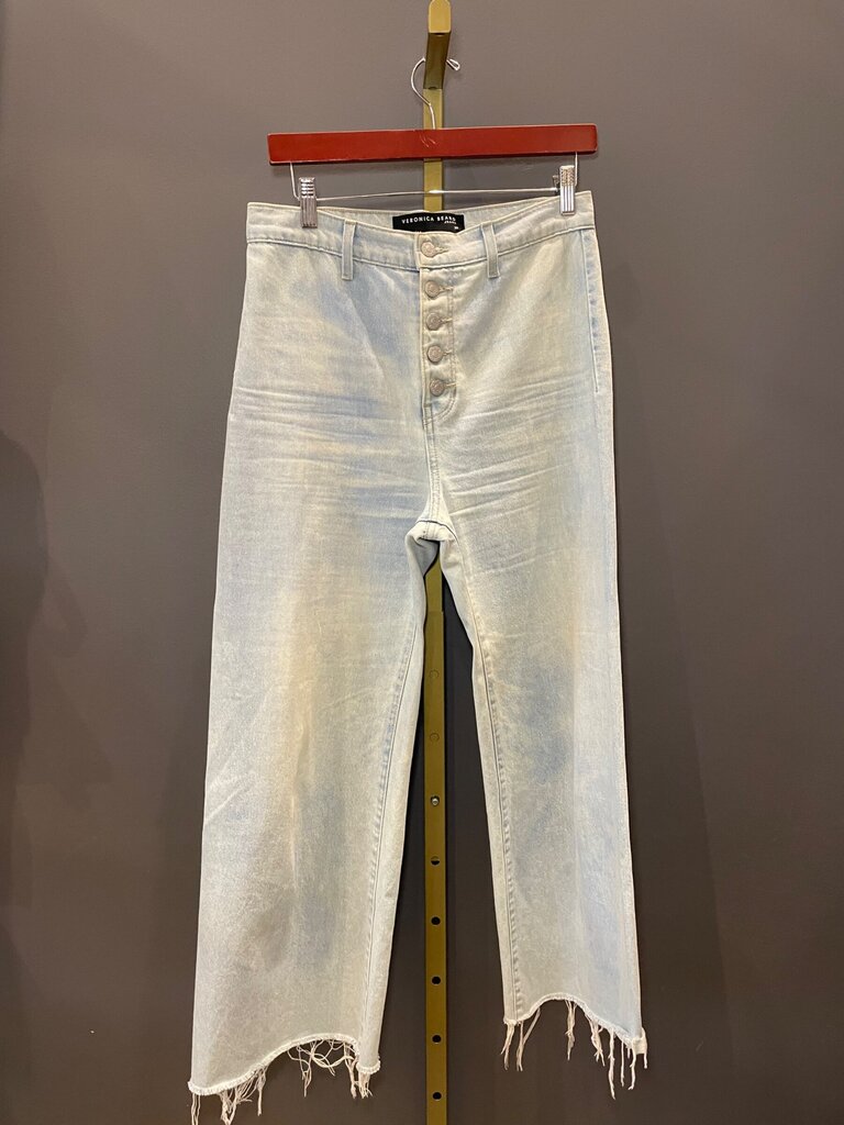 Veronica Beard Light Wash Button Fly Frayed Hem Jeans sz 29