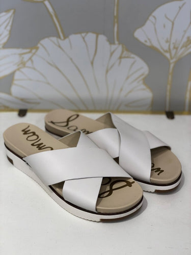 Sam Edelman White Crisscross Slide Sandals sz 8M
