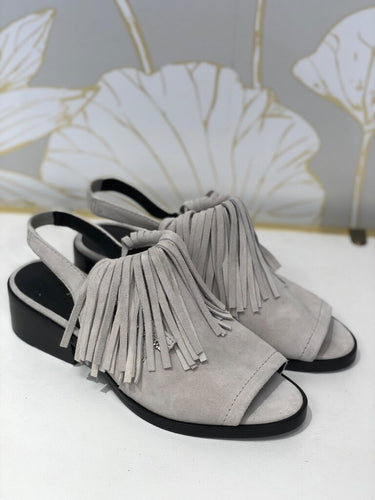 3.1 Phillip Lim Grey Suede Fringe Slingback Sandals sz 39