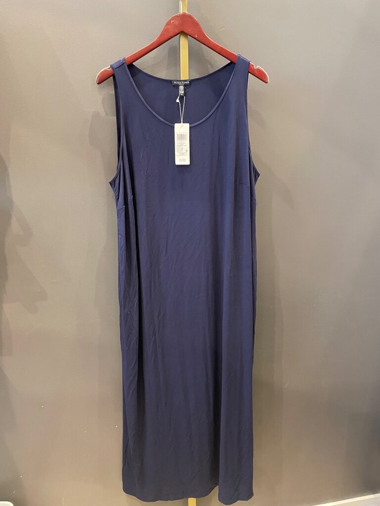 Eileen Fisher Navy Blue Sleeveless Maxi Dress sz 3X