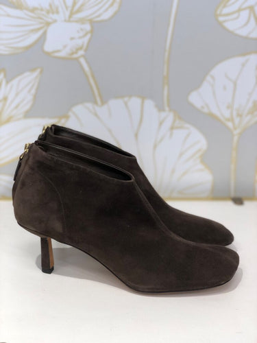 3.1 Phillip Lim Brown Suede Square Toe Kitten Heel Ankle Booties sz 39