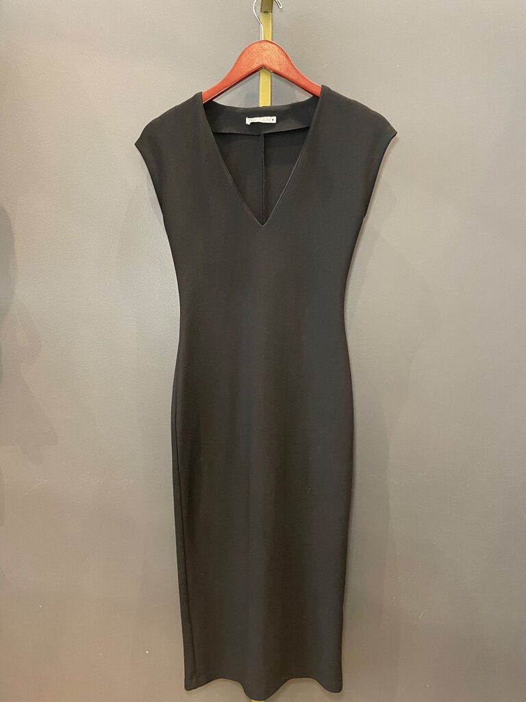 Zara Black V-Neck Midi Dress sz S