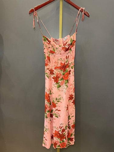Reformation Floral Print Smocked Tie-Strap Maxi Dress sz 0