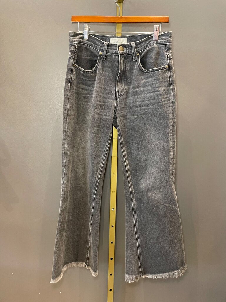 The Great. Faded Grey Cropped Flare Jeans sz 25