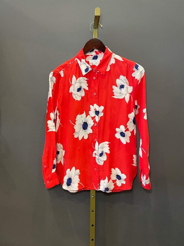 Equipment Femme Red Floral Long Sleeve Button Down Shirt sz XS/TP