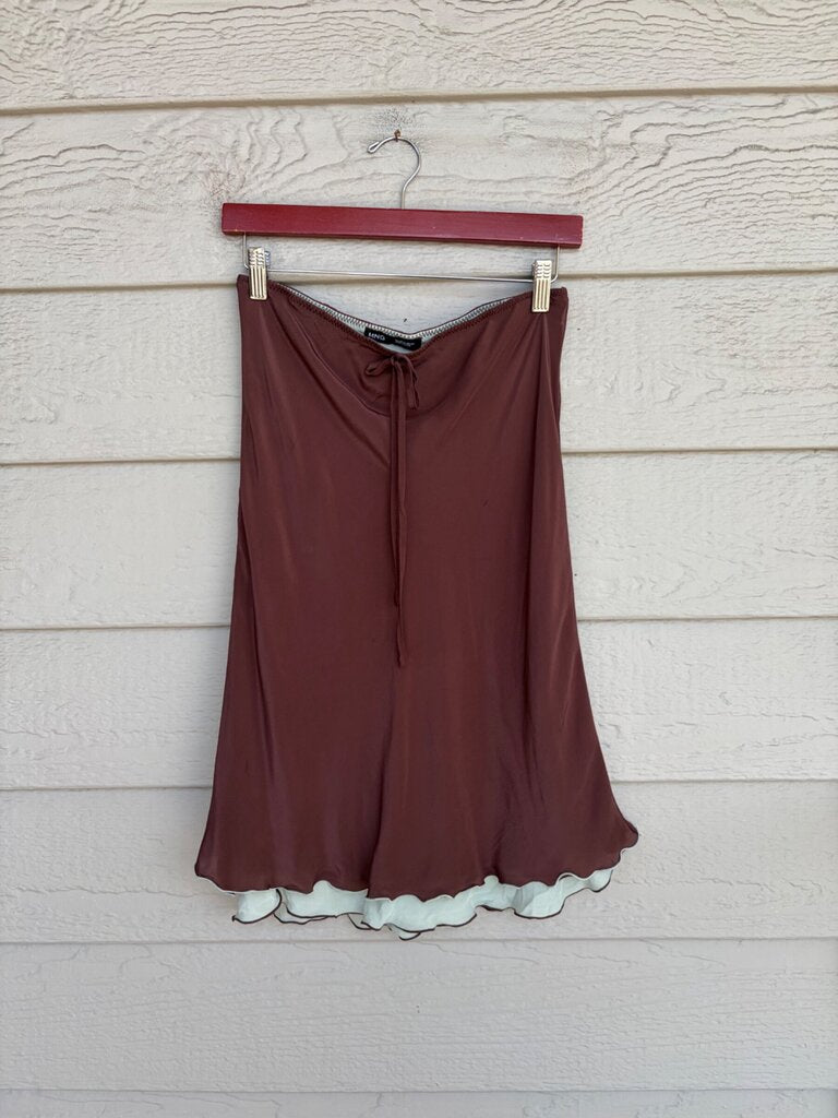 Mango Brown Strapless Sweetheart Flared Top sz S