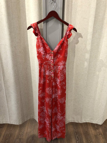 Free People Floral Print Wide-Leg Jumpsuit sz 2