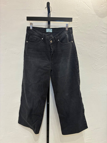 Revice Denim Black Asymmetric Waist Wide Leg Jeans sz 26