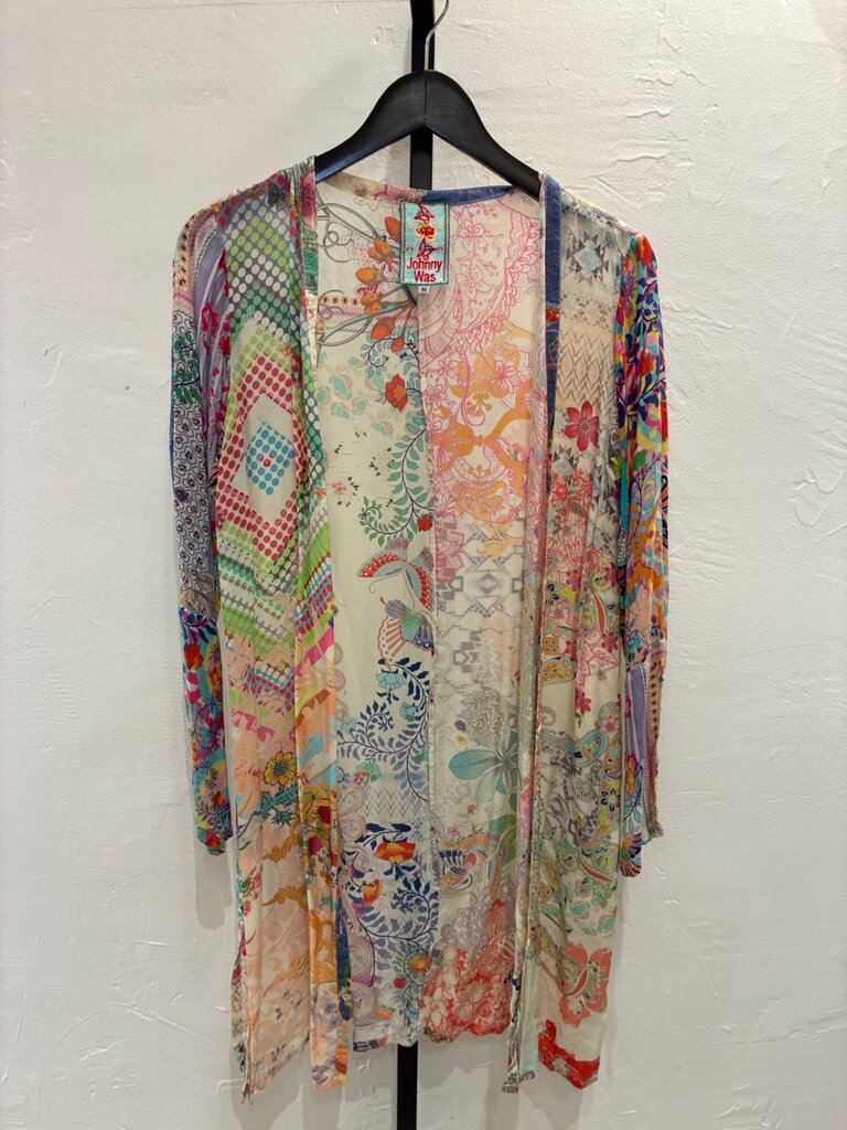 Johnny Was Multi-Pattern Long Sleeve Kimono Duster sz M